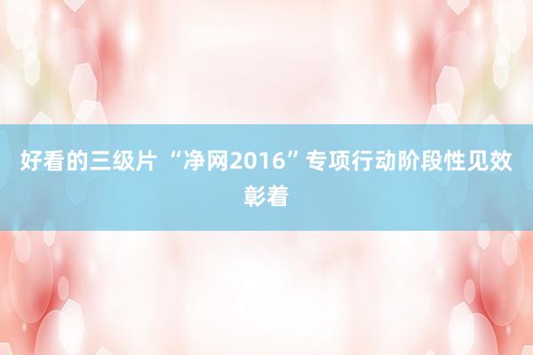 好看的三级片 “净网2016”专项行动阶段性见效彰着