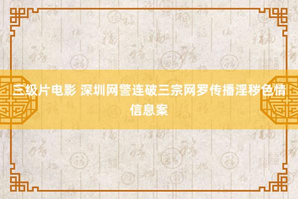 三级片电影 深圳网警连破三宗网罗传播淫秽色情信息案