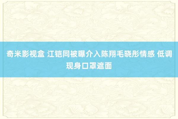 奇米影视盒 江铠同被曝介入陈翔毛晓彤情感 低调现身口罩遮面