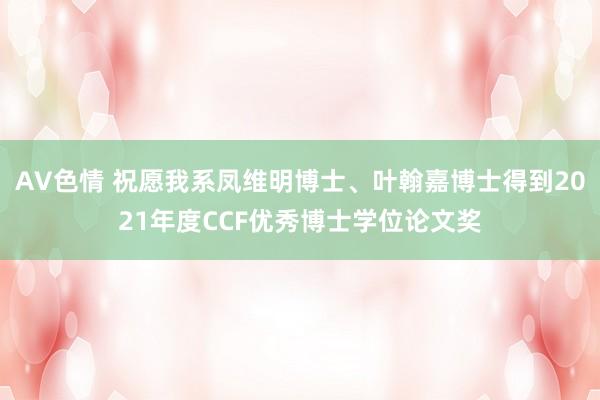 AV色情 祝愿我系凤维明博士、叶翰嘉博士得到2021年度CCF优秀博士学位论文奖